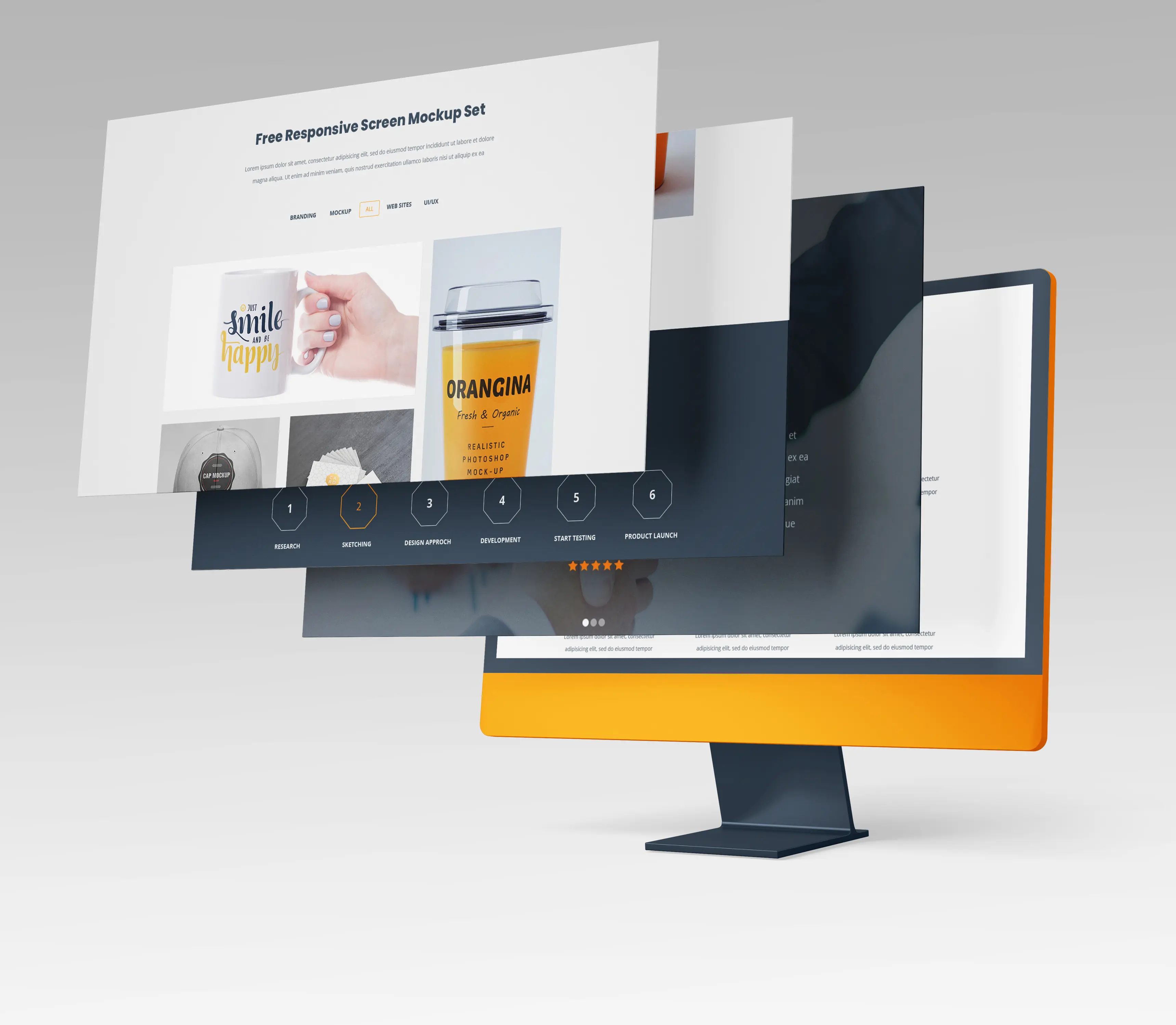 Mobile app development mockup showing UI design